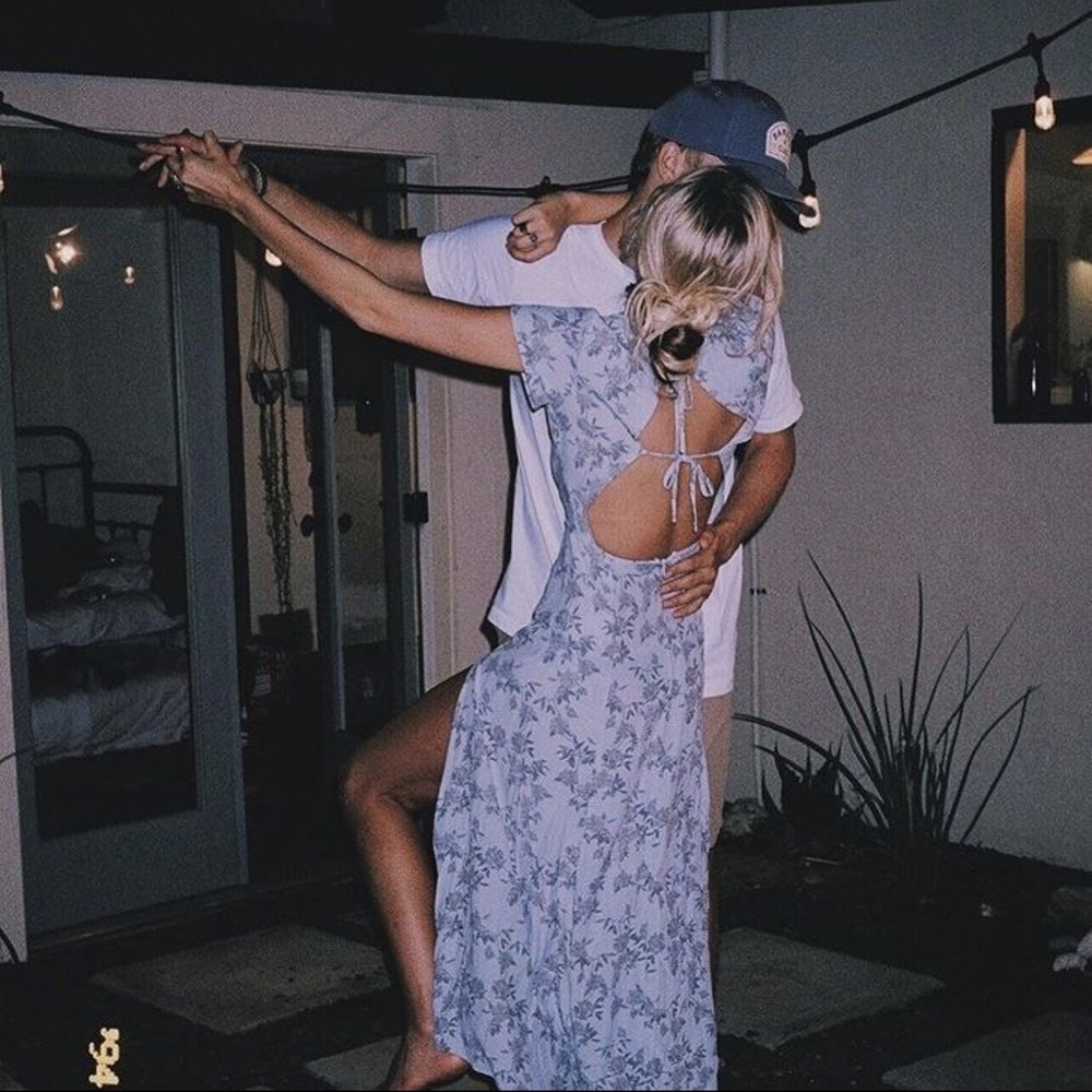 Blue Floral Cap Sleeve Dress